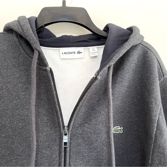 Lacoste Full Zip Long Sleeve Hoody in Dark Cosmos Gray, size L - Picture 5 of 9
